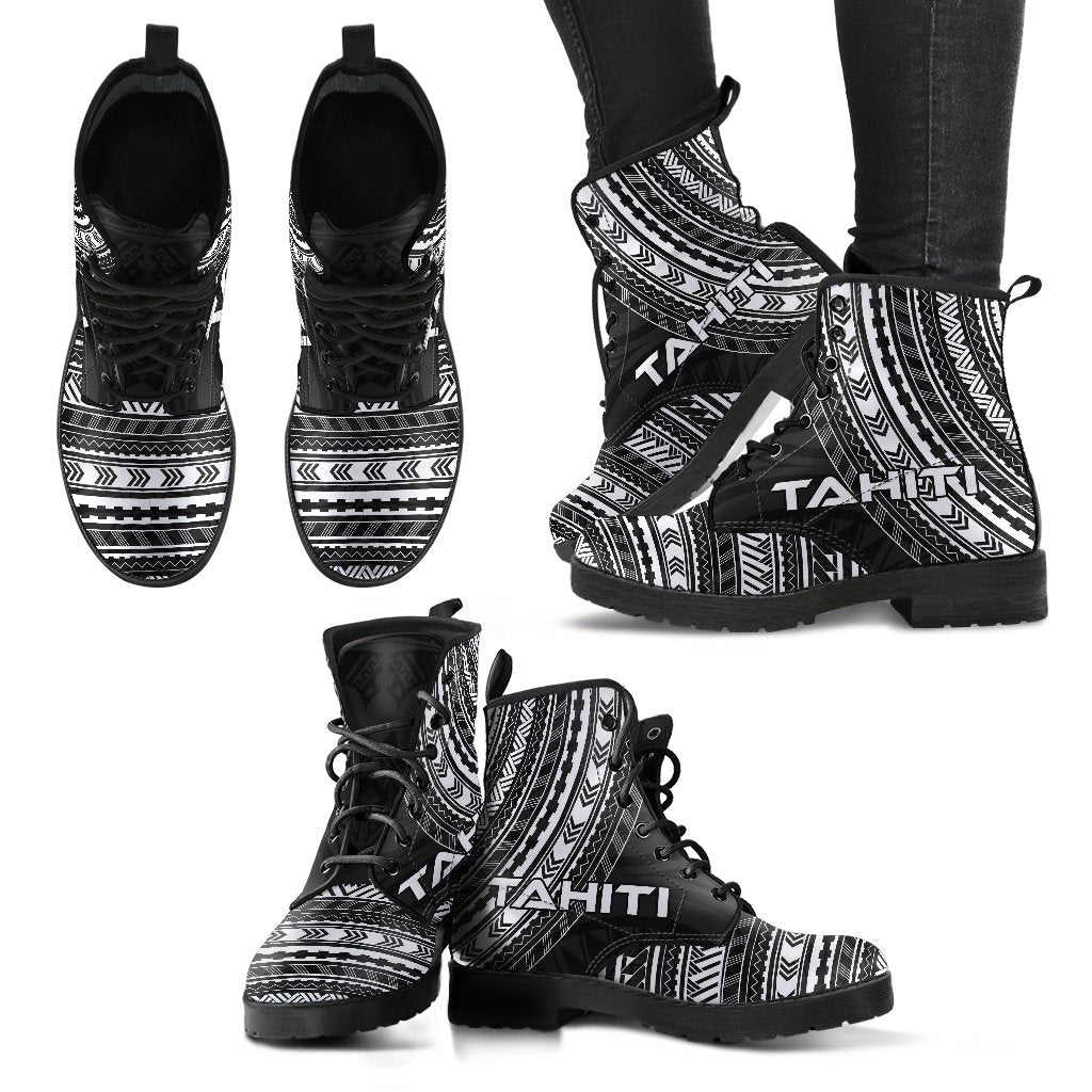 tahiti Leather Boots - Polynesian Black Chief Version - Polynesian Pride