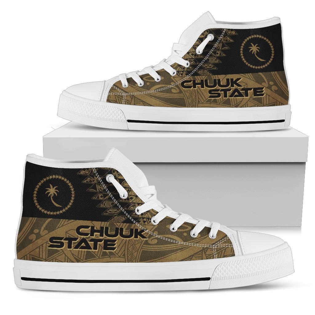 Chuuk State High Top Shoes - Gold Color Symmetry Style Unisex Black - Polynesian Pride