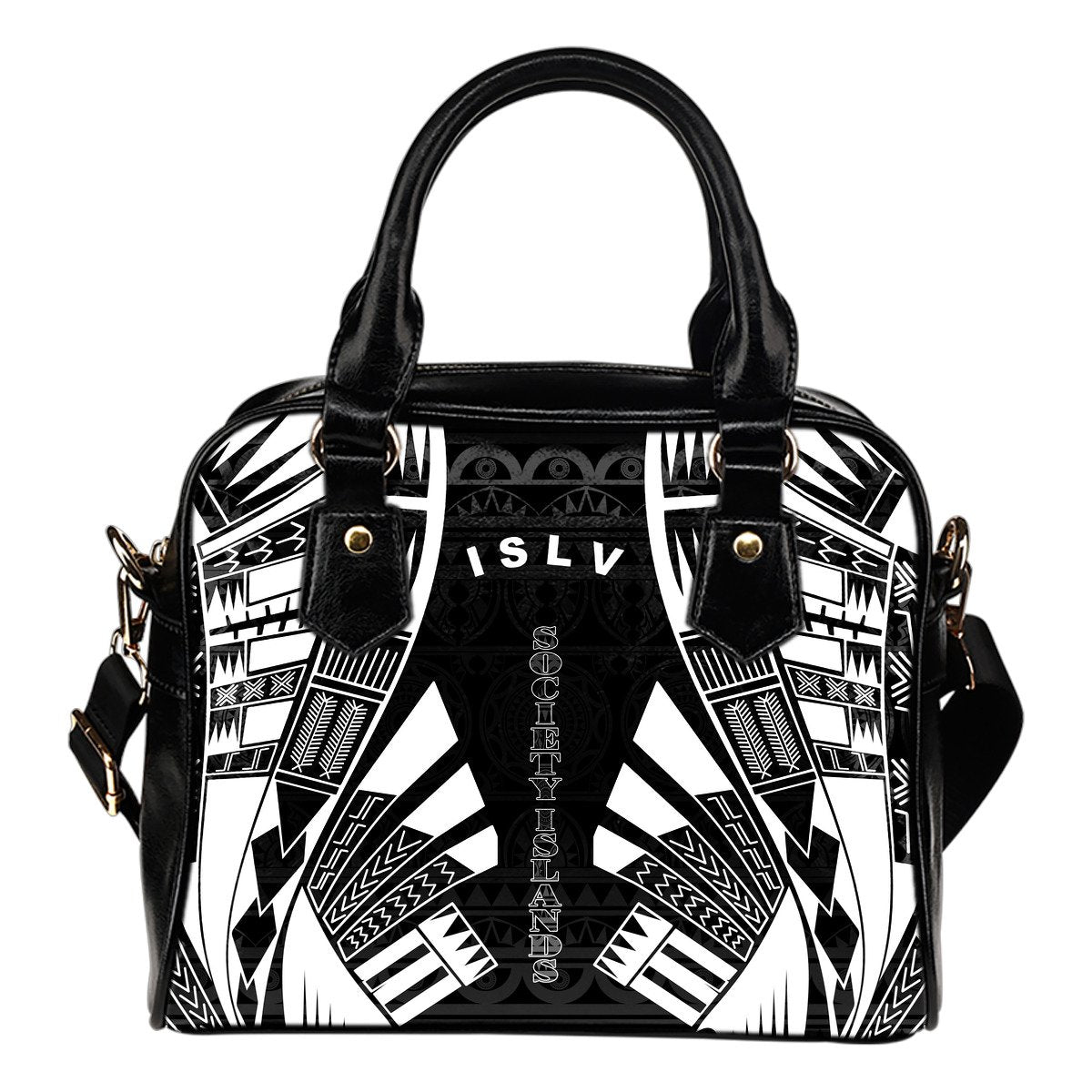 Society Islands Shoulder Handbag - Polynesian Tattoo Black One Size Black - Polynesian Pride