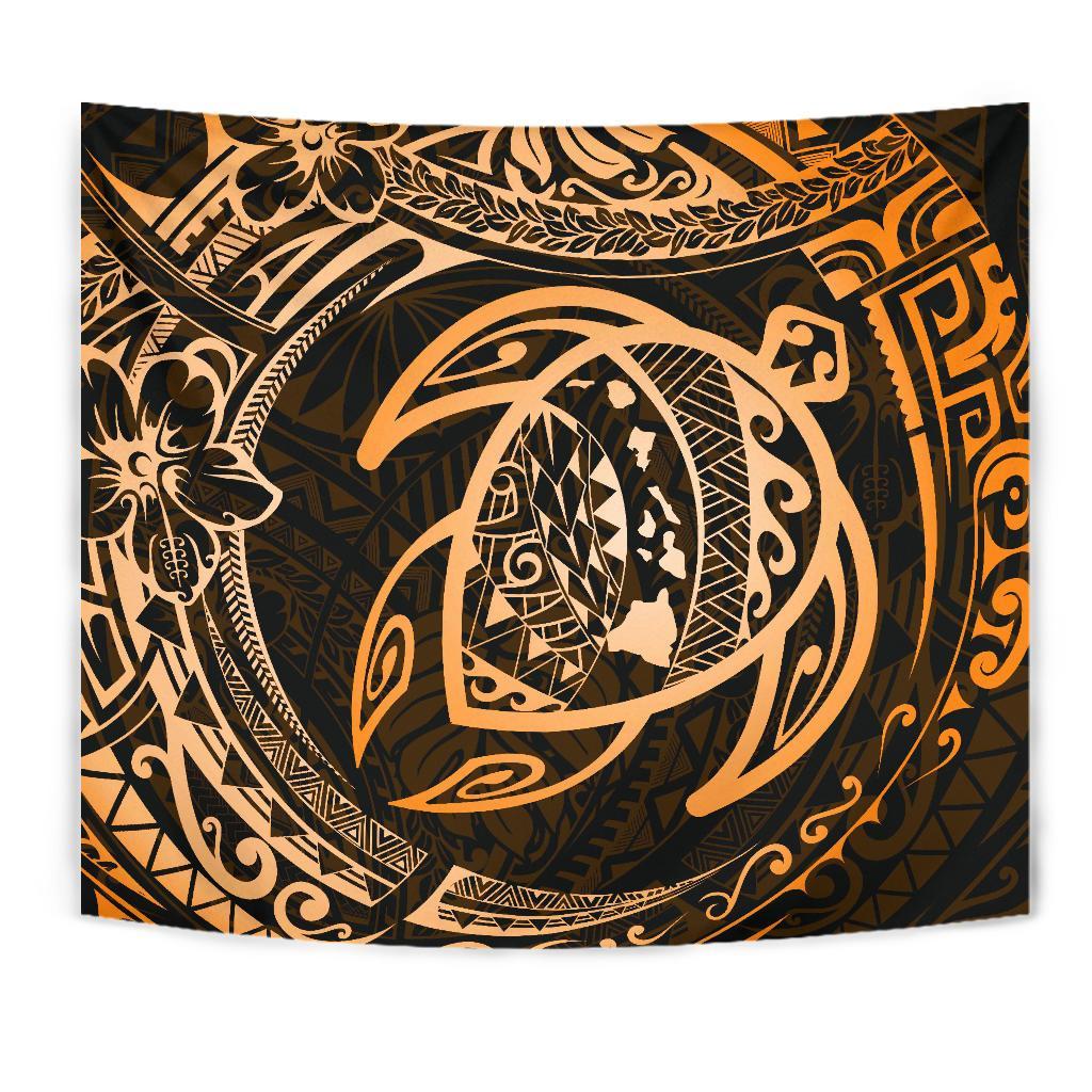 Hawaiian Turtle Polynesian Gold Tapestry - Polynesian Pride