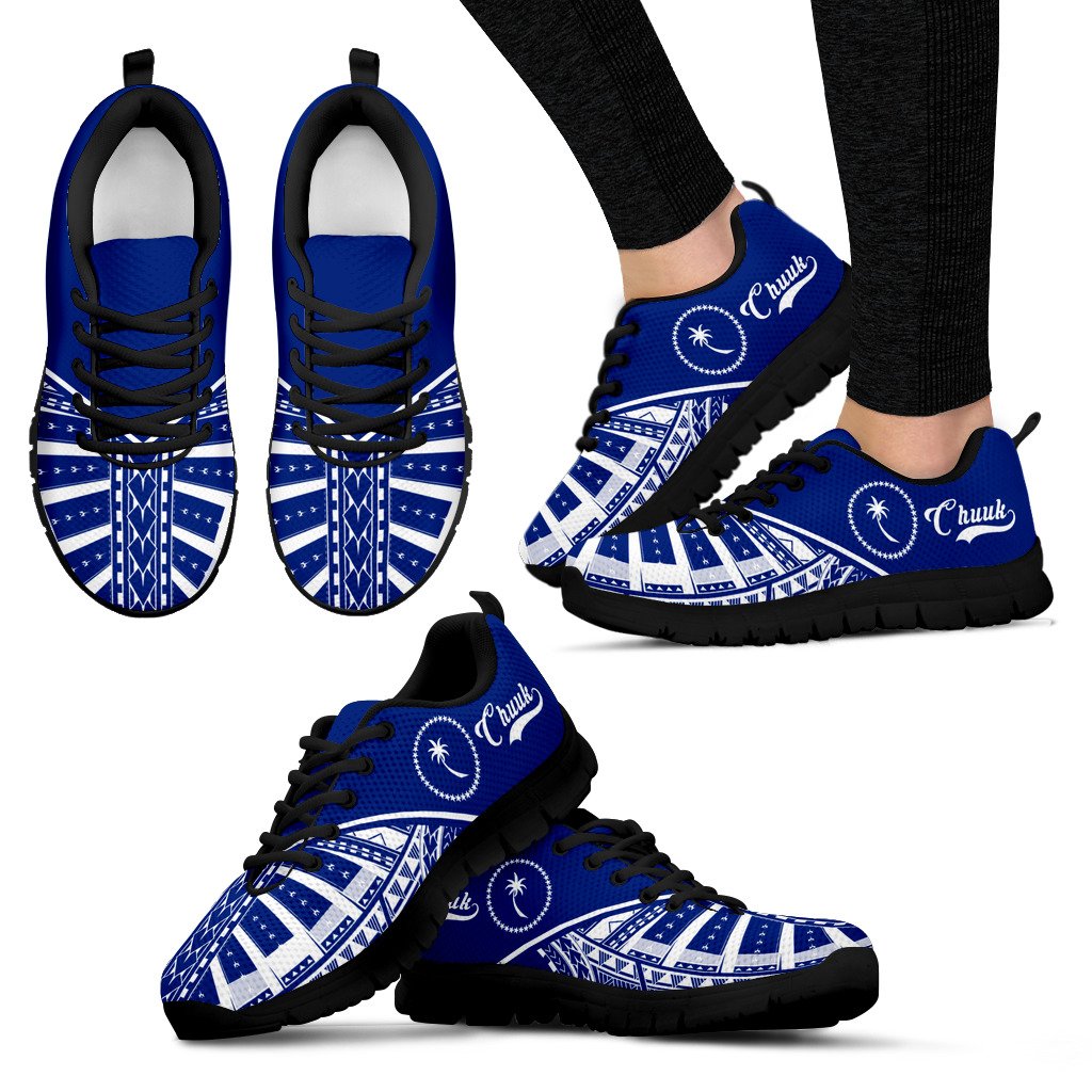 Chuuk Sneakers - Chuuk Flag Micronesian Tattoo Unisex Black - Polynesian Pride