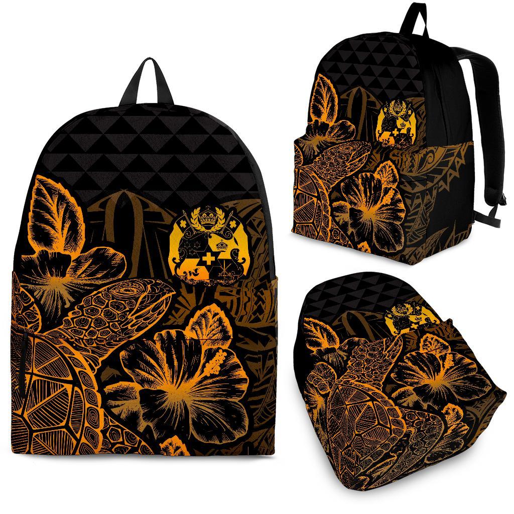 Tonga Polynesian Backpack Turtle Hibiscus Gold Gold - Polynesian Pride