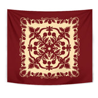 Hawaiian Quilt Royal Tapestry Wall Tapestry Red - Polynesian Pride