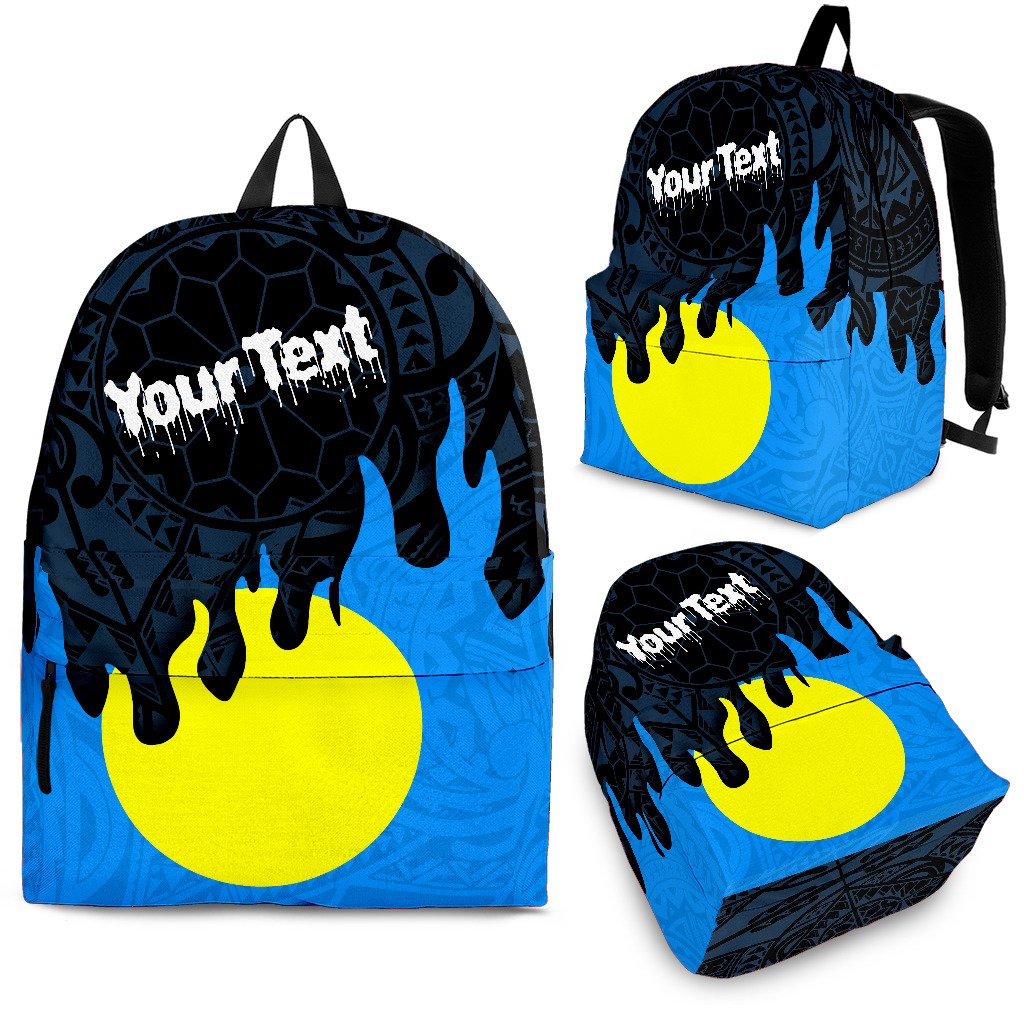 Palau Custom Personalised Backpack - Melting Style Blue - Yellow - Polynesian Pride