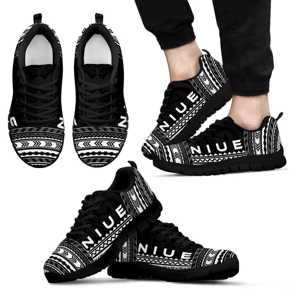 Niue Sneakers - Niue Polynesian Chief Tattoo Black Version Unisex Black - Polynesian Pride