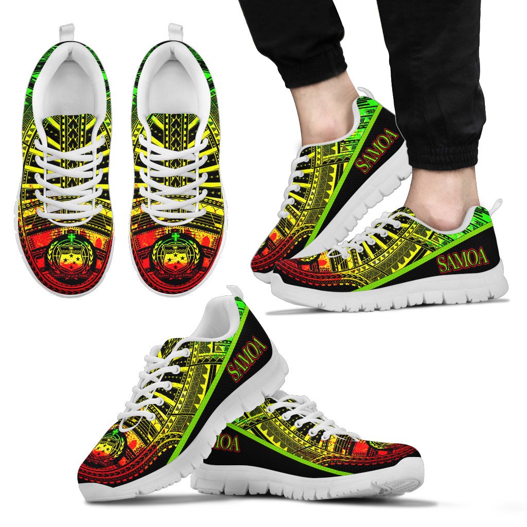 Samoa Sneakers - Samoa Coat Of Arms Polynesian Tattoo Style Reggae Unisex White - Polynesian Pride