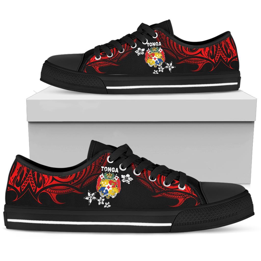 Mate Ma'a Tonga Rugby Low Top Shoe Polynesian Unique Vibes - Red White - Polynesian Pride