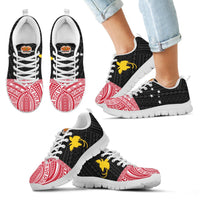 Papua New Guinea Sneakers - Papua New Guinea Flag Polynesian Tattoo - Polynesian Pride