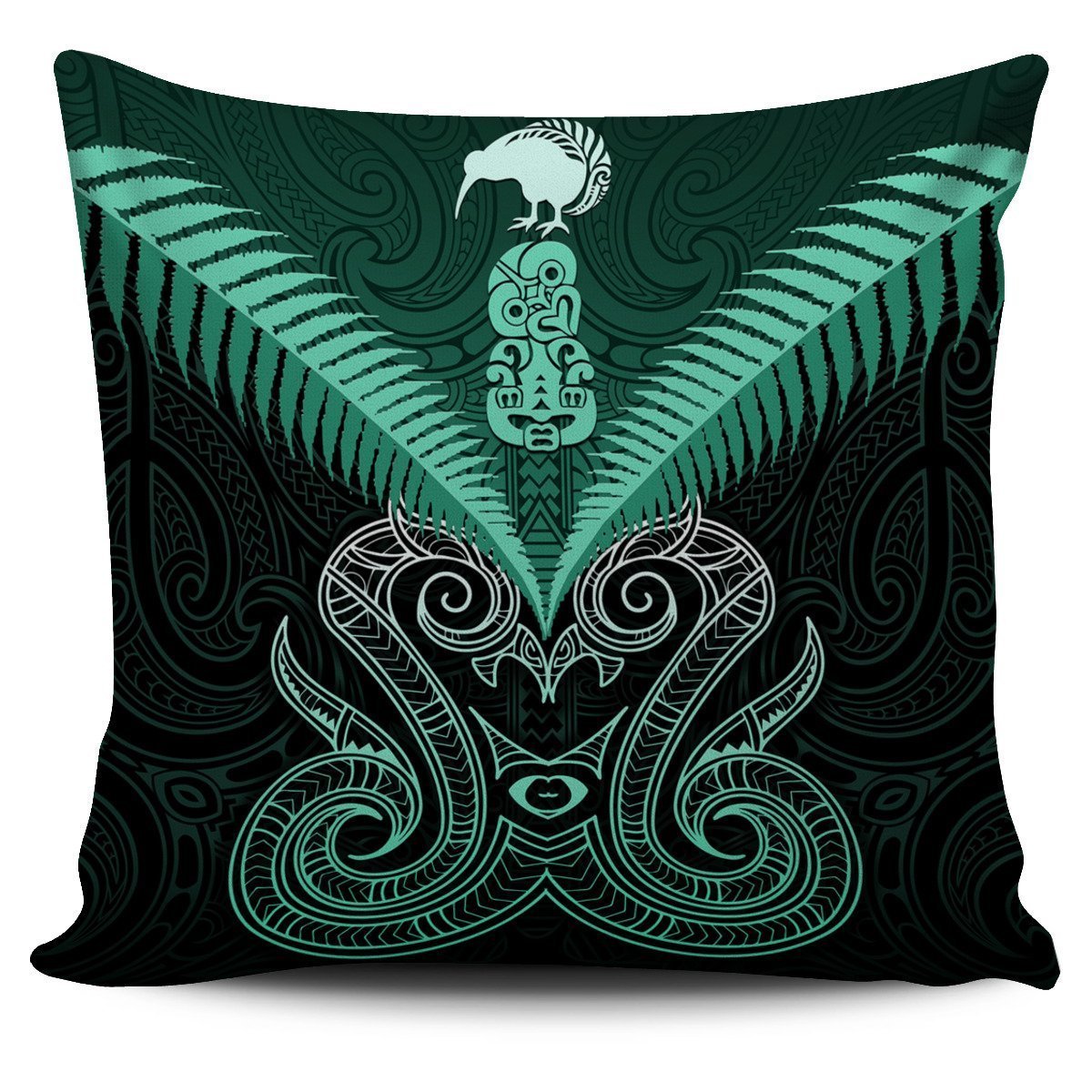 Maori Manaia New Zealand Pillow Cover Turquoise - Polynesian Pride