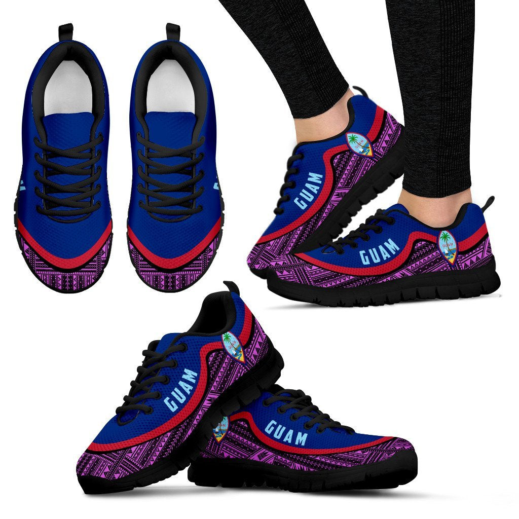 Guam Wave Sneakers - Polynesian Pattern Purple Color Women's Sneakers - Black - Guam Black - Polynesian Pride