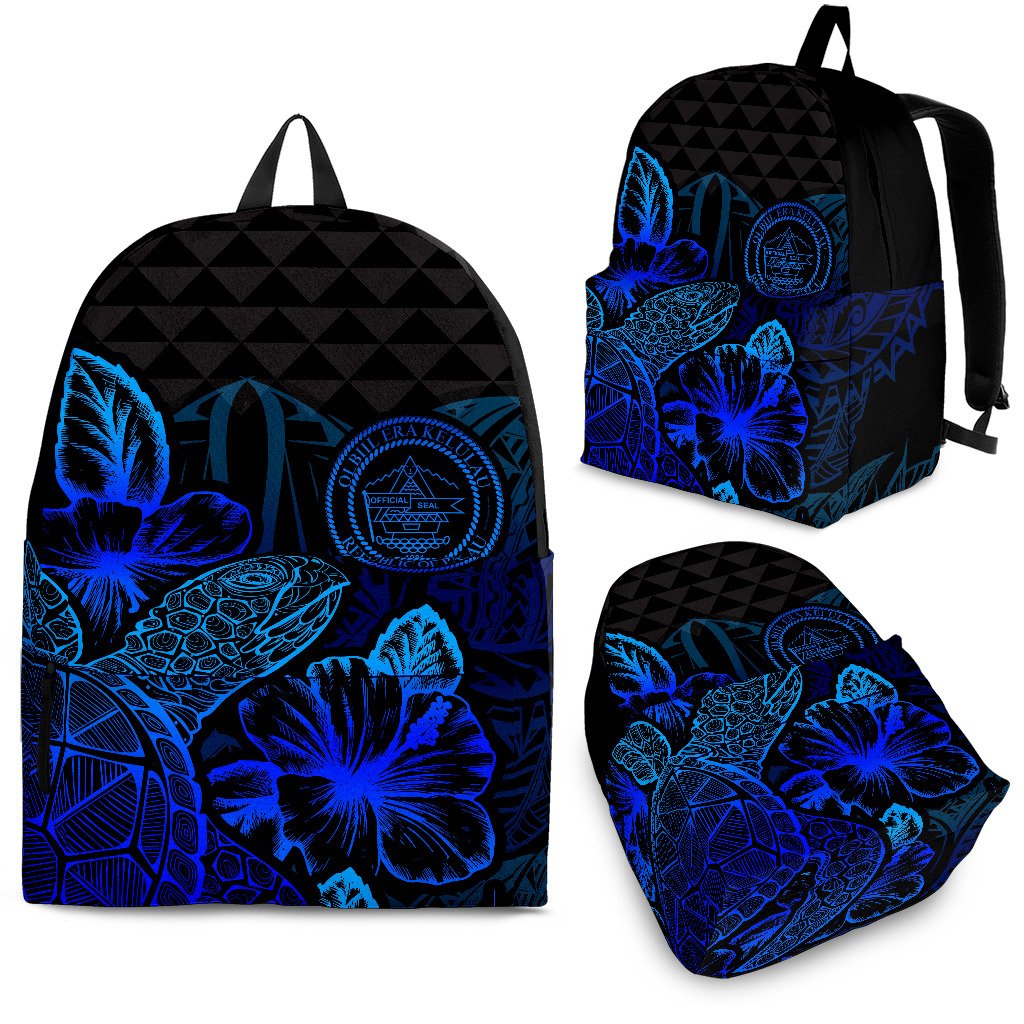 Palau Polynesian Backpack Turtle Hibiscus Blue Blue - Polynesian Pride