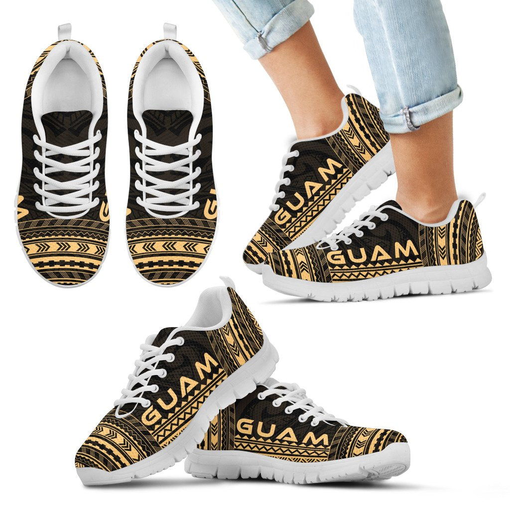 Guam Sneakers - Guam Polynesian Chief Tattoo Gold Version - Polynesian Pride