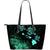 Hawaii Hibiscus Map Polynesian Ancient Turquoise Turtle Large Leather Tote Turquoise - Polynesian Pride