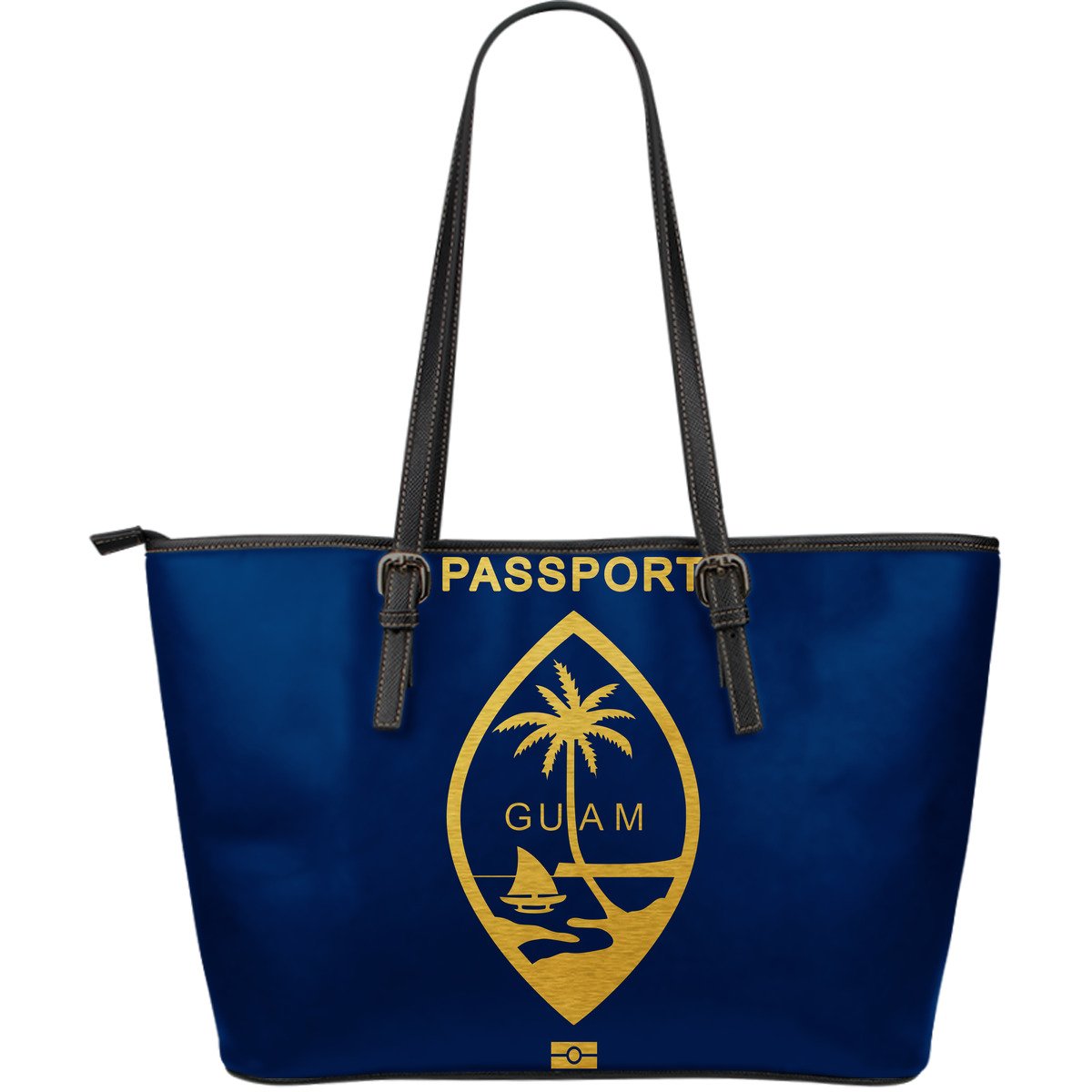 Guam Passport Large Leather Tote Bag Blue - Polynesian Pride