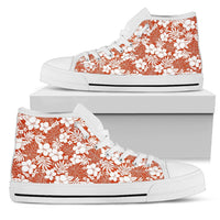 Hawaiian Shoes - Hibiscus Flower Pattern High Top Shoes Mens High Top White - Polynesian Pride