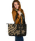 Fiji Polynesian Large Leather Tote Bag - Gold Tentacle Turtle Crest Gold - Polynesian Pride