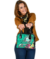Hawaii Polynesian Shoulder Handbag - Hawaii Seal With Turtle Plumeria (Turquoise) - Polynesian Pride