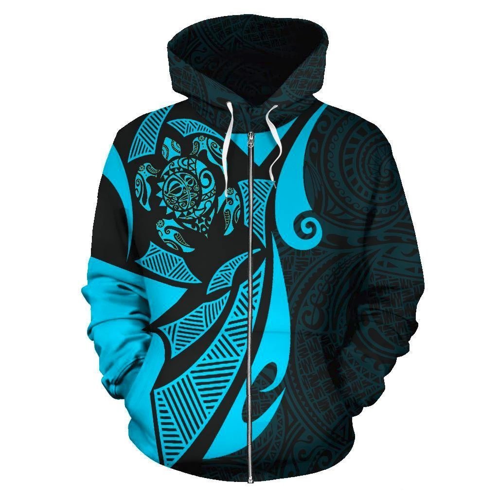 Maori Turtle Hoodie Unisex Blue - Polynesian Pride