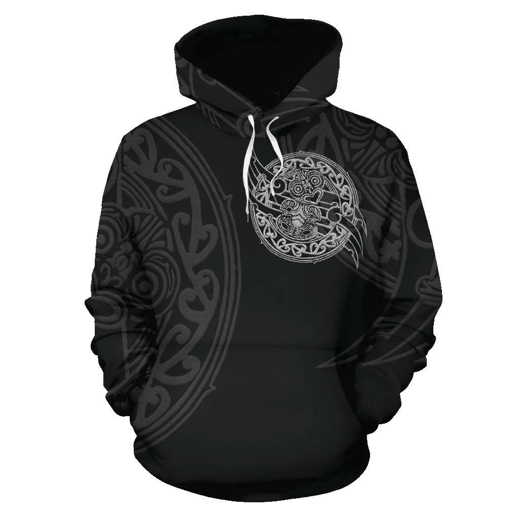 New Zealand Maori Tiki All Over Print Hoodie Unisex Black - Polynesian Pride