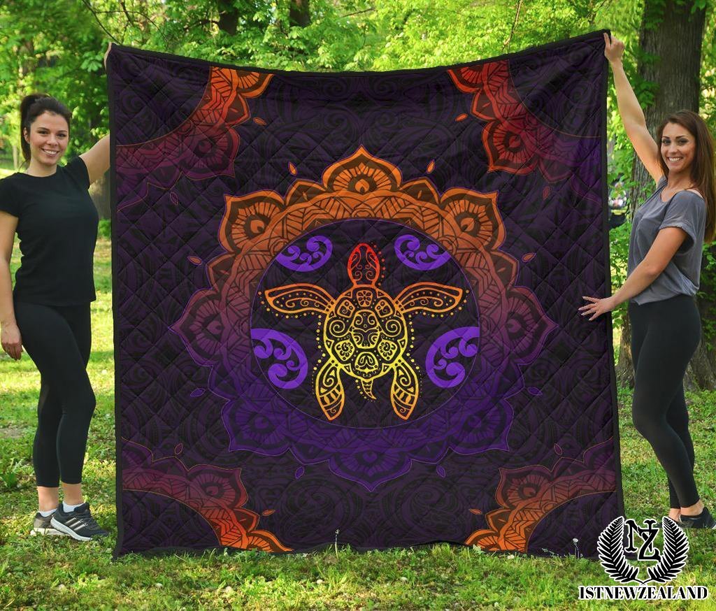 Maori Turtle Quilt Black - Polynesian Pride