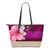 Hawaii Hibiscus Pink Small Leather Tote Pink - Polynesian Pride