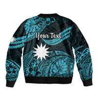 (Custom Personalised) Nauru Polynesian Hibiscus Naoero Turquoise Bomber Jacket LT14 - Polynesian Pride