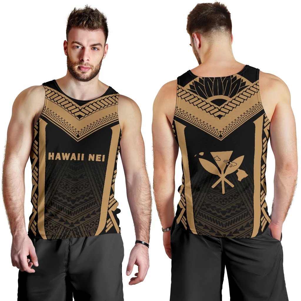 Hawaii Kanaka Polynesian Men's Tank Top Active Gold Gold - Polynesian Pride