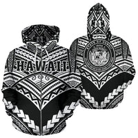 Hawaii Polynesian Zip up Hoodie Tribal New Warrior Style White Color Unisex White - Polynesian Pride