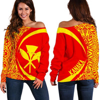 Kanaka Mauna Kea Polynesian Women's Off Shoulder Sweater - Circle Style Art - Polynesian Pride
