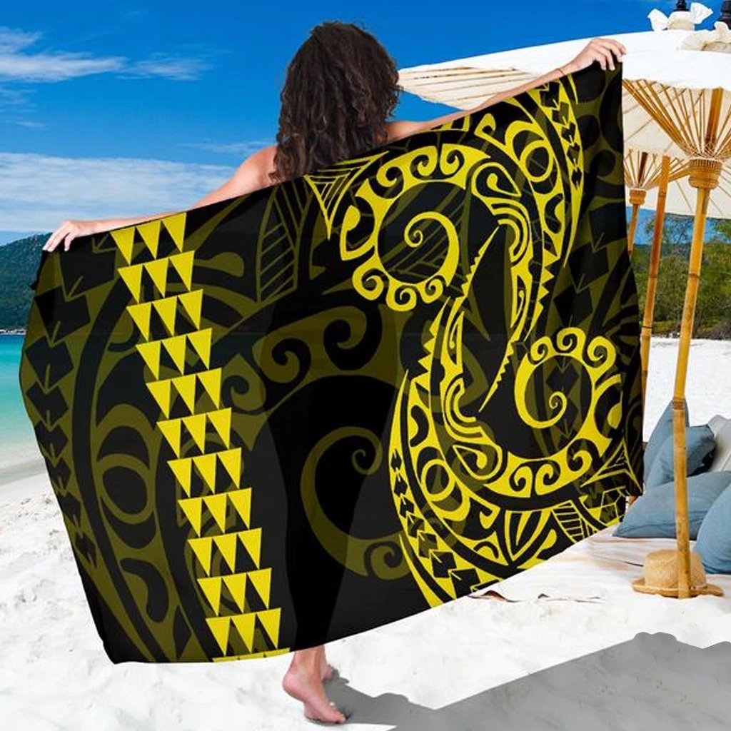 Kanaka Map Yellow Polynesian Sarong Sarong One Size Yellow - Polynesian Pride