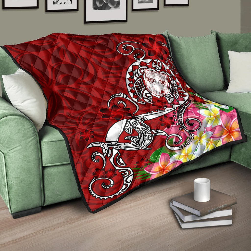 Fiji Premium Quilt - Turtle Plumeria (Red) - Polynesian Pride