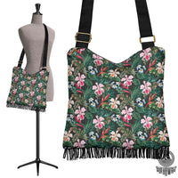 Hawaii Tropical Monstera Leaf Red Crossbody Boho Handbag Crossbody Boho Handbag One Size Green - Polynesian Pride