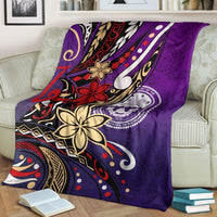 Federated States of Micronesia Premium Blanket - Tribal Flower With Special Turtles Purple Color - Polynesian Pride