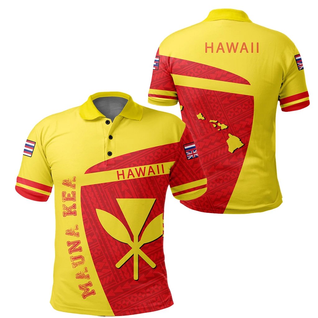 Hawaii Kanaka Polynesian Mauna Kea Sport Polo Shirt Premium Style Unisex Yellow - Polynesian Pride