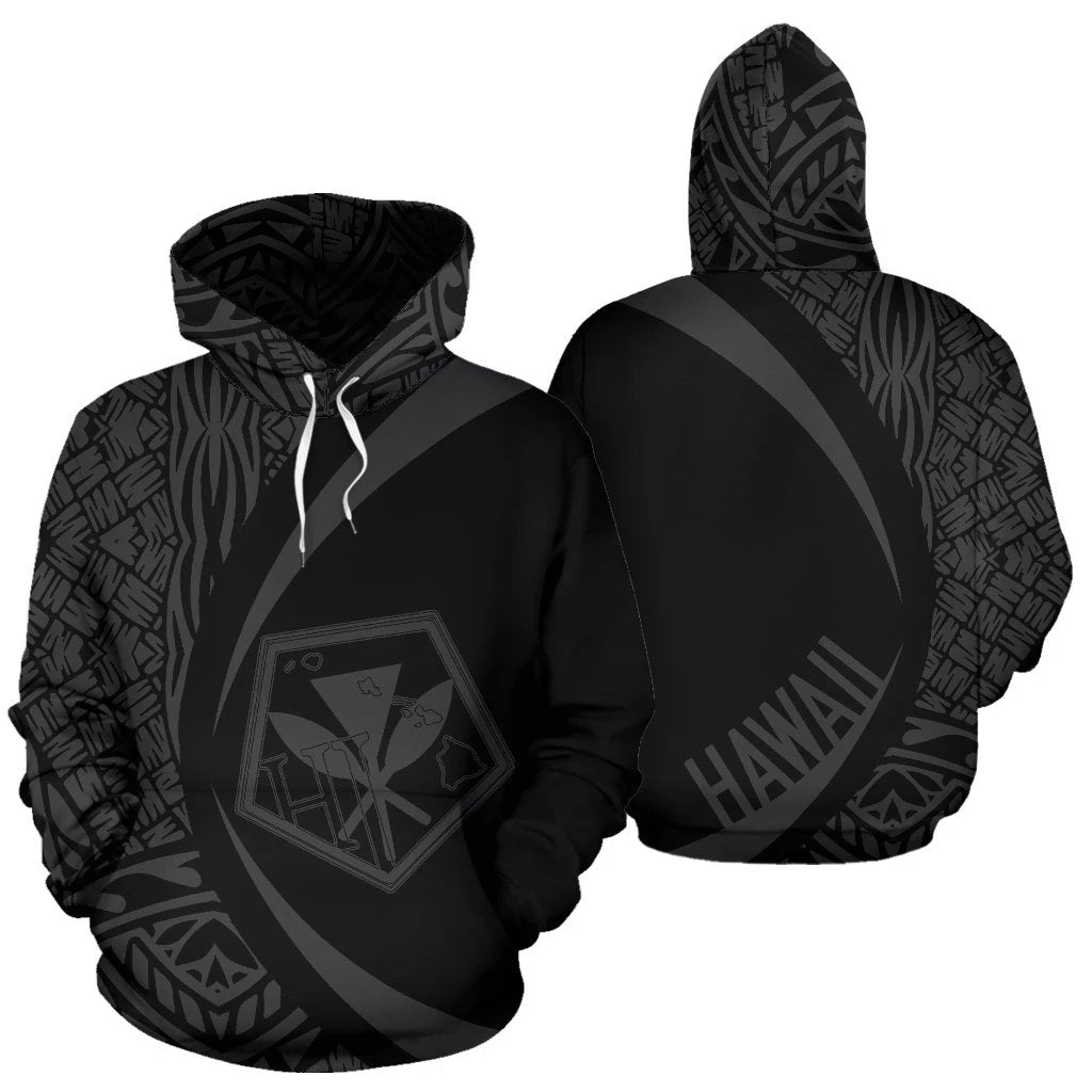 Kanaka Polynesian Tribal Hoodie Circle Style Gray Color Unisex White - Polynesian Pride