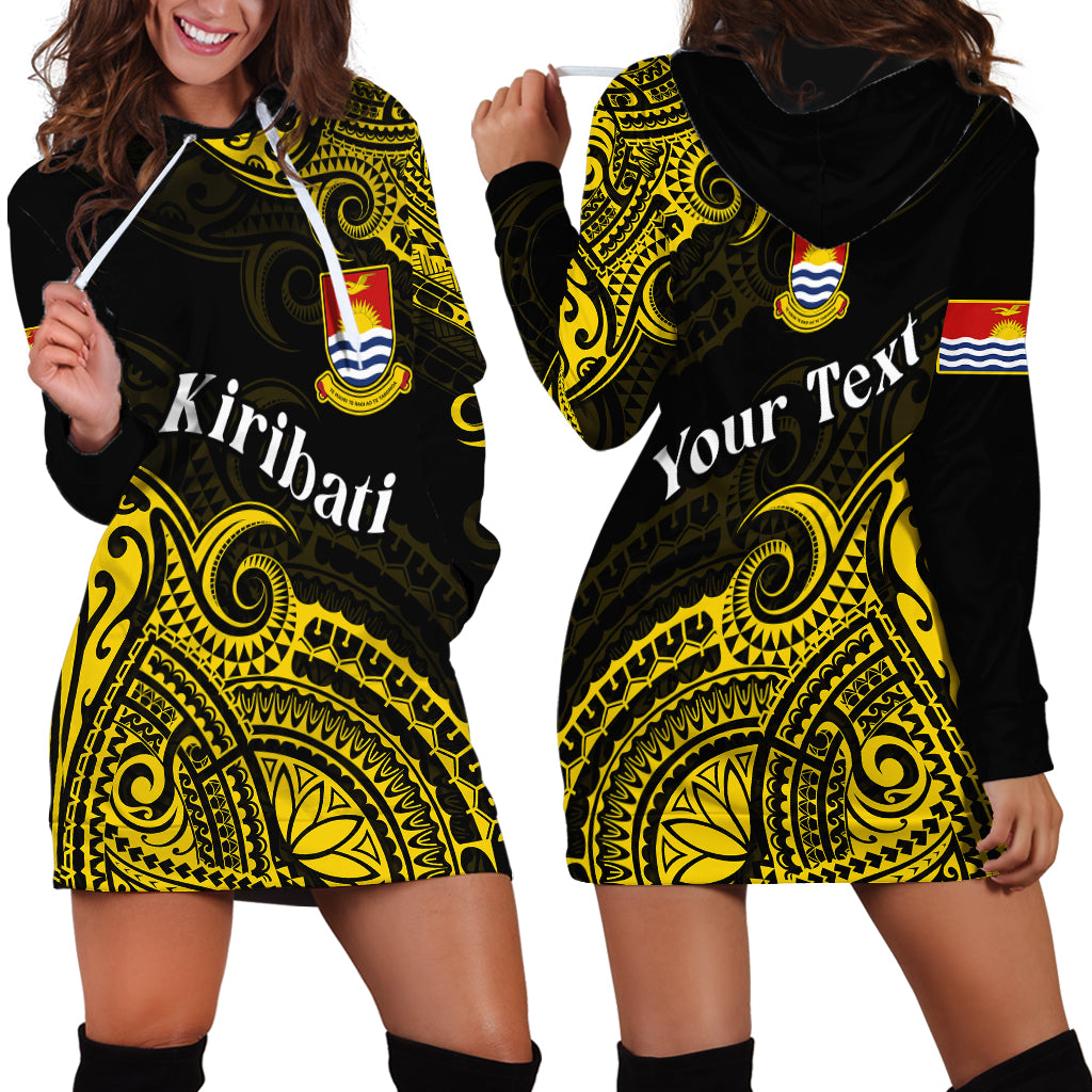 (Custom Personalised) Ribaberiki Kiribati Coat Of Arms Mix Yellow Polynesian Hoodie Dress LT14 Yellow - Polynesian Pride