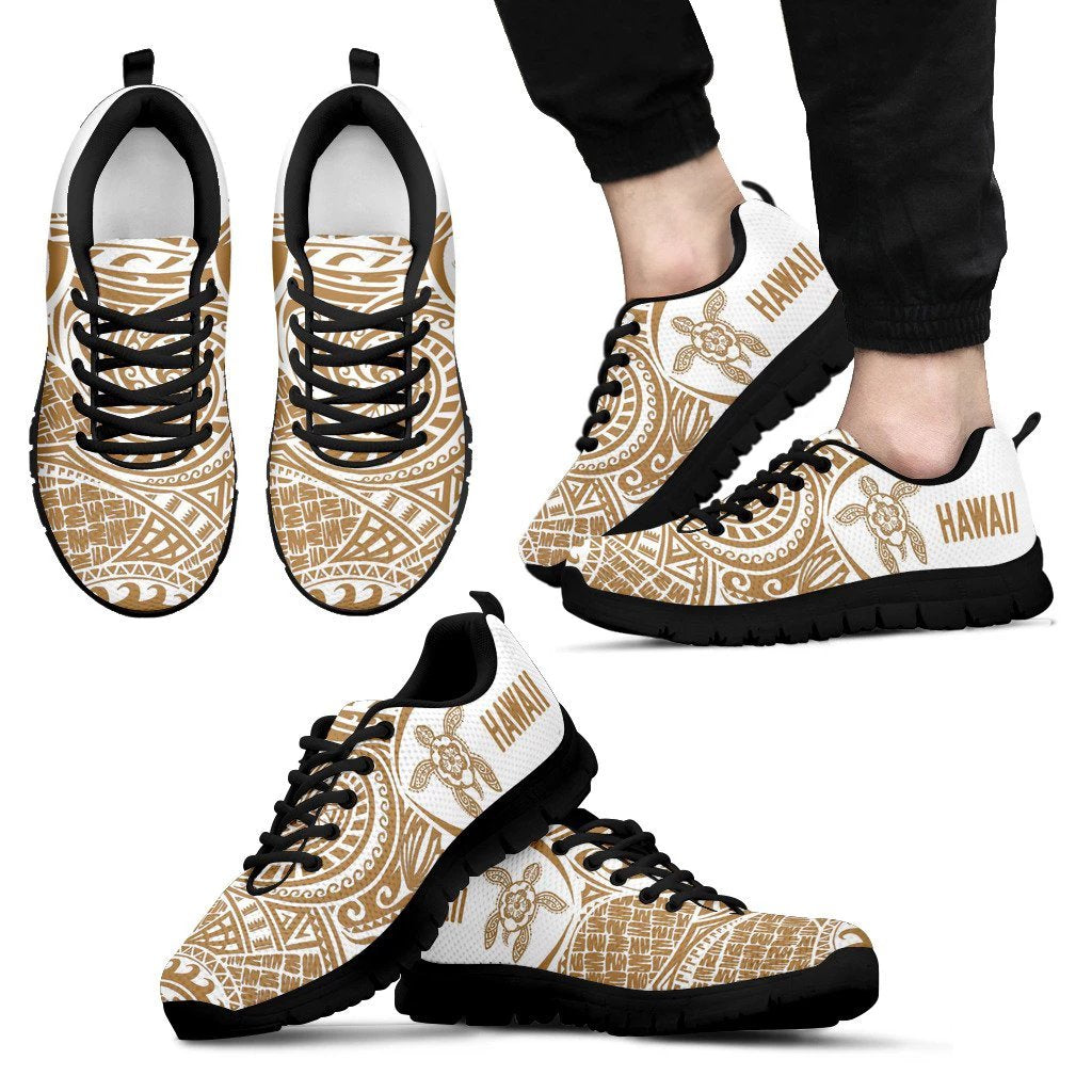 Hawaii Turtle Polynesian Sneakers - Circle Style - Golden 02 Men's Sneakers Black - Polynesian Pride