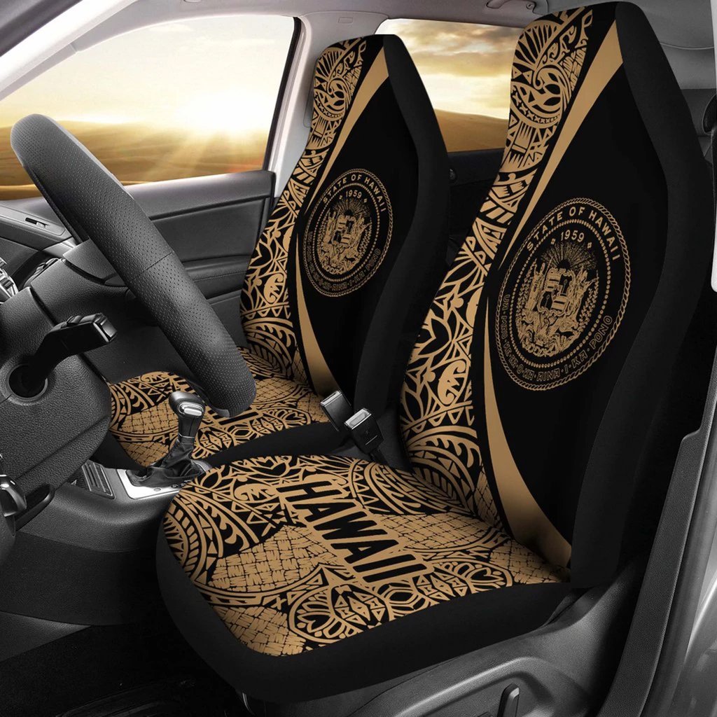 Hawaii Coat Of Arm Polynesian Car Seat Covers - Circle Style 05 - Polynesian Pride