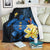 Hawaii Turtle Premium Blanket Hawaiian Flowers Version Blue Elegant LT13 - Polynesian Pride