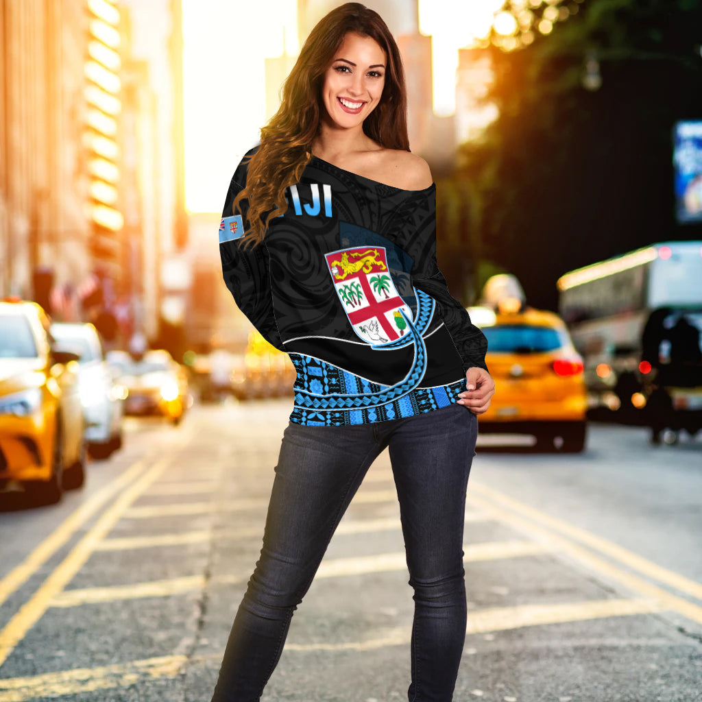 (Custom Personalised) Fiji Polynesian Off Shoulder Sweater Featured Fijian Lovers LT13 - Polynesian Pride