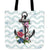 Anchor Hibiscus Tote Bag Tote Bag One Size Black - Polynesian Pride