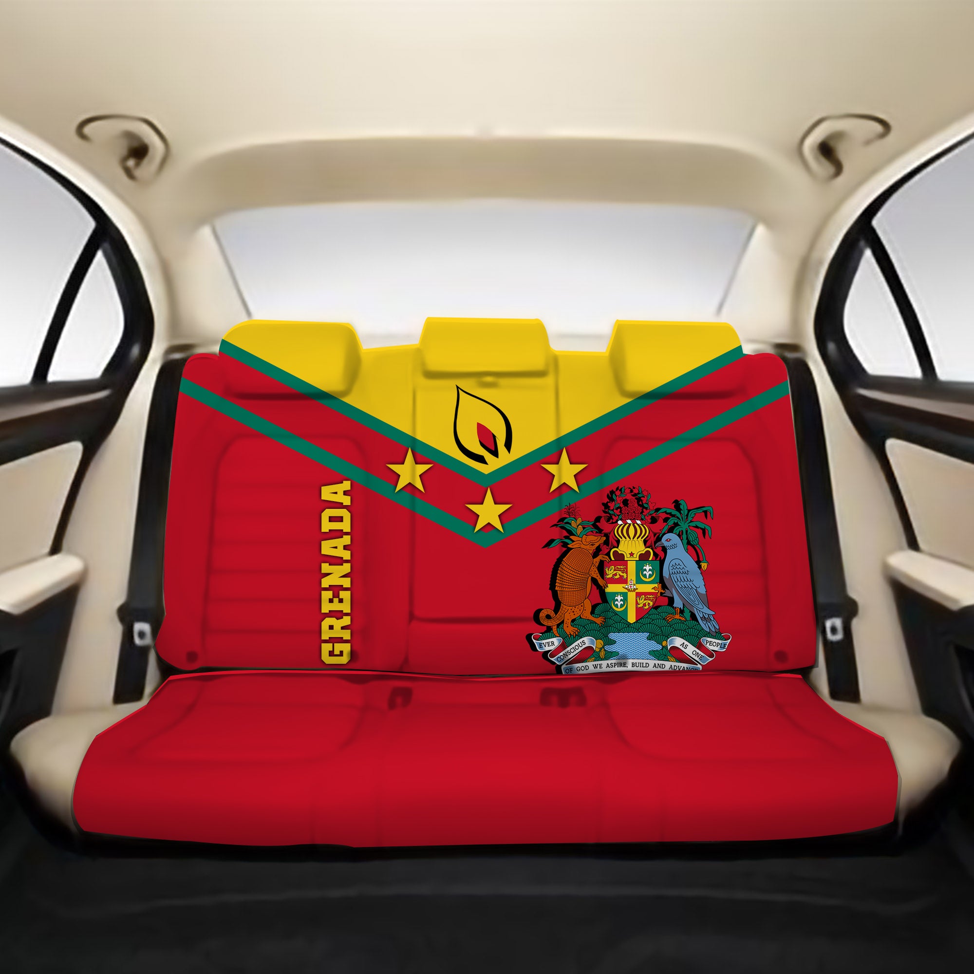Grenada Back Car Seat Covers - Proud Grenadian - LT12 One Size Red Back Car Seat Covers - Polynesian Pride