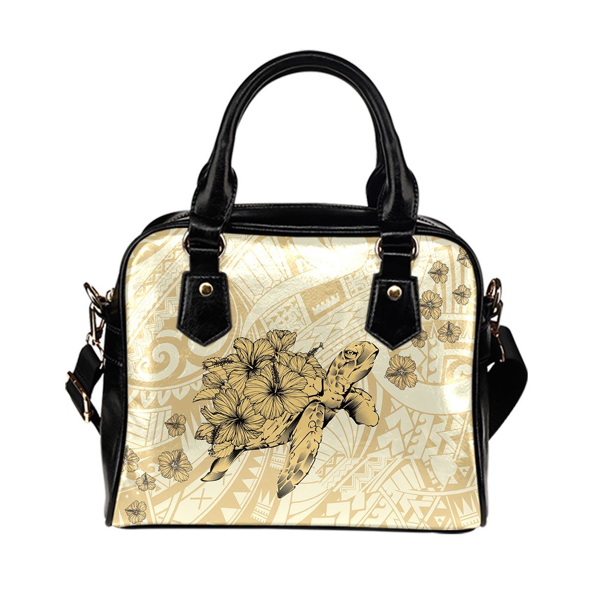Personalized - Hawaii Turtle Polynesian Shoulder Handbag - Beige - Polynesian Pride