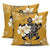 Turtle Poly Tribal Plumeria Yellow Pillow Covers One Size Zippered Pillow Cases 18"x 18" (Twin Sides) (Set of 2) Black - Polynesian Pride