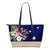 Hawaii Flower Blue Small Leather Tote Blue - Polynesian Pride