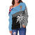 (Custom Personalised) Fiji Tapa Pattern Off Shoulder Sweater Coconut Tree LT13 - Polynesian Pride