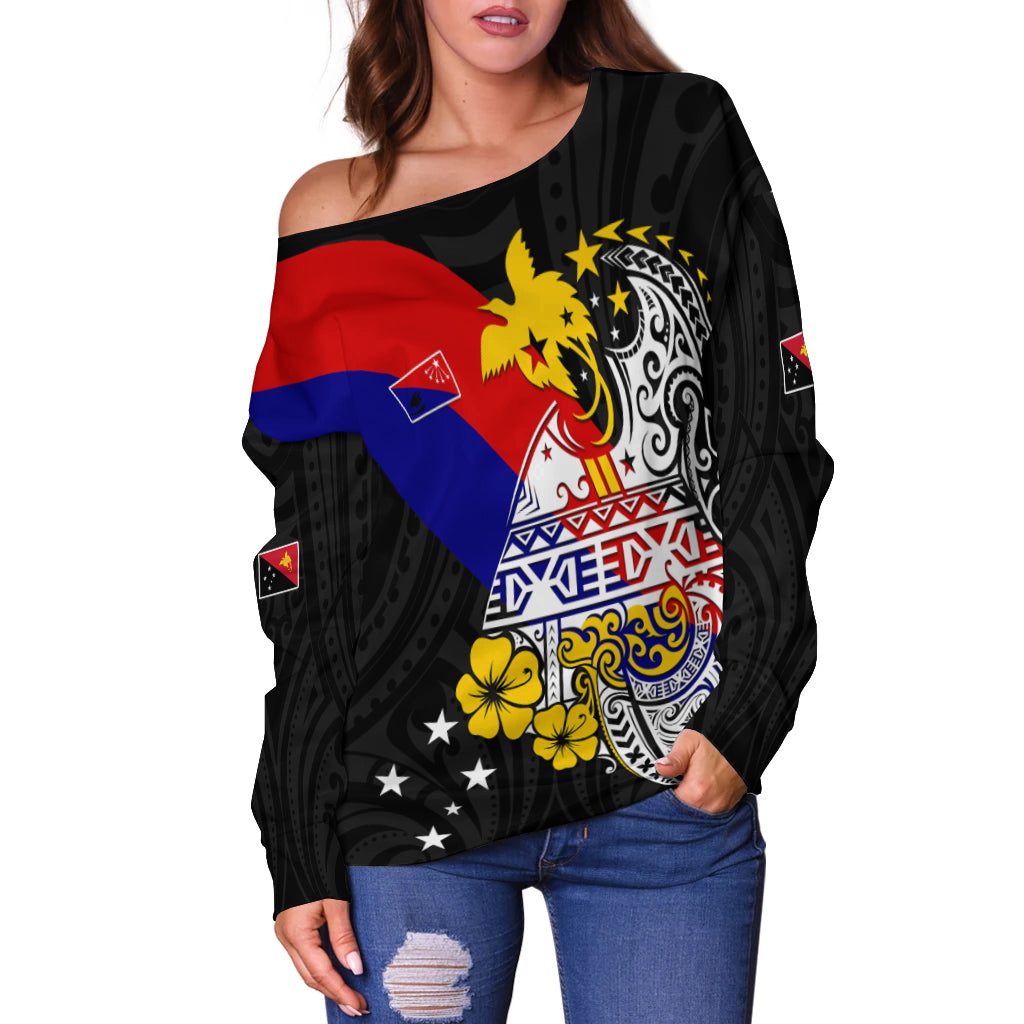 Central Province Off Shoulder Sweater Style Life PNG LT13 - Polynesian Pride