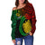 (Custom Personalised) Vanuatu Heart Polynesian Off Shoulder Sweater Turtle Sand Drawings LT13 - Polynesian Pride