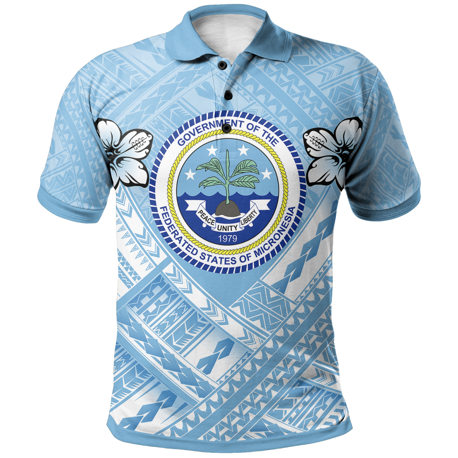 Federated States of Micronesia Polynesian Polo Shirt FSM Flag Camisole Hibiscus Style Unisex Blue - Polynesian Pride