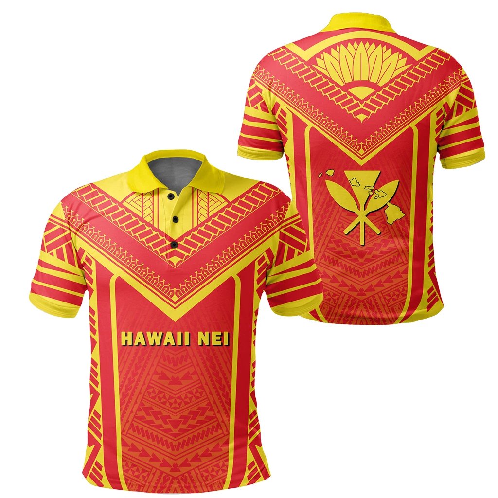 Hawaii Kanaka Polynesian Polo Active Unisex Red - Polynesian Pride